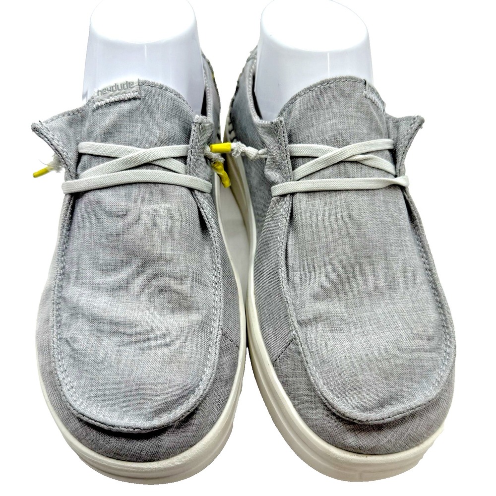 Hey Dude Wendy  Shoes Grey Lines 7 Casual Loafer Slip On Beach Lightweight Vaca - Picture 3 of 10